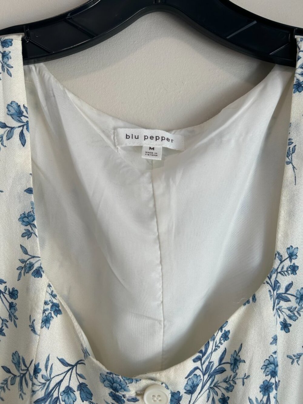 Blu Pepper Blue Floral Midi Dress Button Front Tie Waist Cottagecore Sundress M - Picture 4 of 11